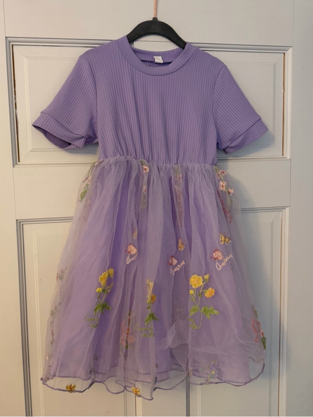 Lilac Floral Tulle Girls' Dress - Kids Dresses